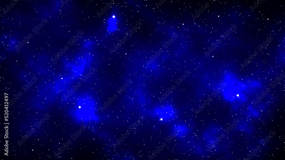 Beautiful blue nebula with shining stars. Infinite universe