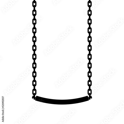Swing hanging on a chain icon. Black silhouette. Front view. Vector simple flat graphic illustration. Isolated object on a white background. Isolate.