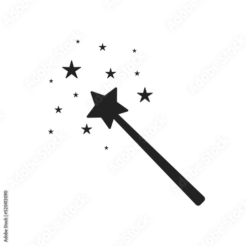 Magic wand with a stars. Magic abstract background isolated on on transparent background. Miracle and magic