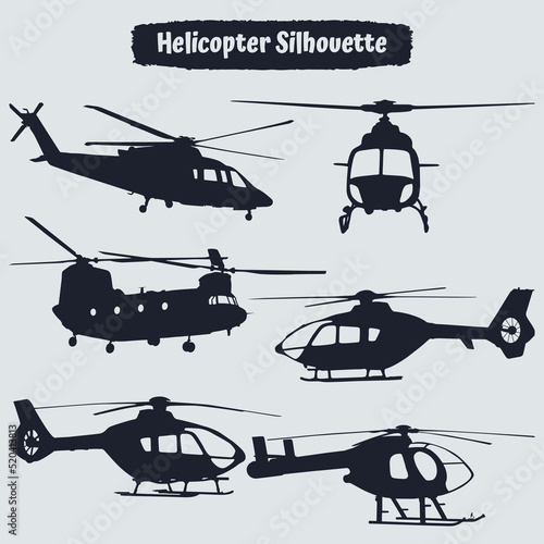 Collection of Helicopter silhouettes in different positions