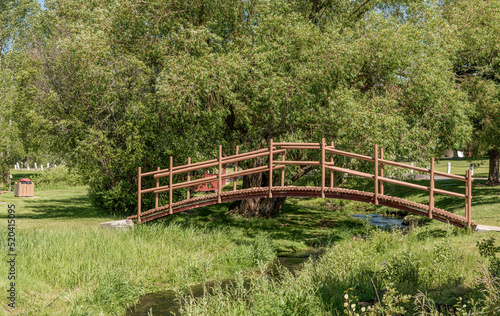 Park and pedestrian bridge in Soda Springs Idaho. © RG