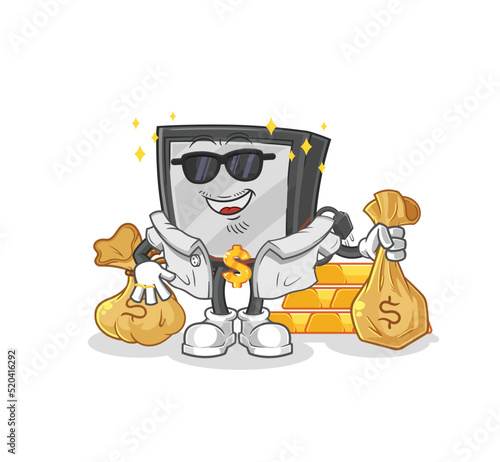 tv rich character. cartoon mascot vector