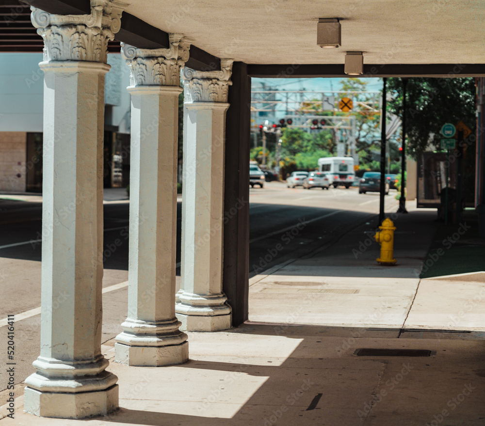 columns in the city miami midtown street urban columns in the city miami midtown street urban