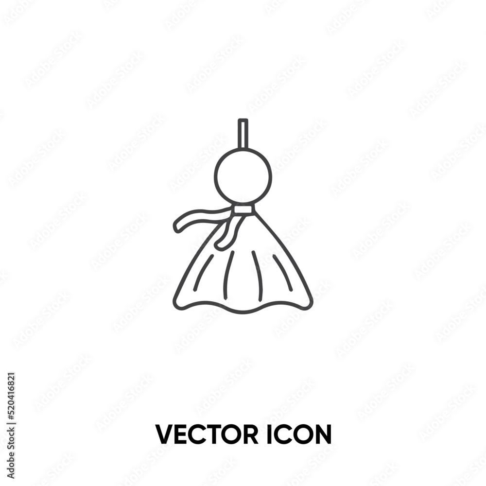 Obraz premium Teru Teru Bozu vector icon. Modern, simple flat vector illustration for website or mobile app.Doll or japonese symbol, logo illustration. Pixel perfect vector graphics
