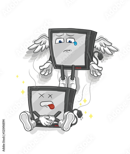 tv spirit leaves the body mascot. cartoon vector
