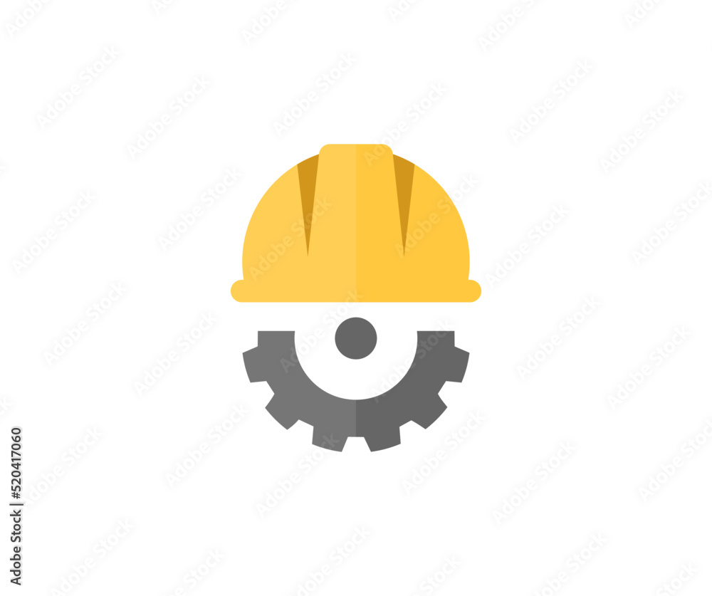 Helmet and gear logo design. Safety and protection, engineer. Workwear, helmet construction and cogwheel vector design and illustration. Helmet and gear logo design. Safety and protection, engineer. Workwear, helmet construction and cogwheel vector design and illustration.