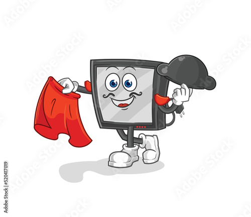 tv matador with red cloth illustration. character vector