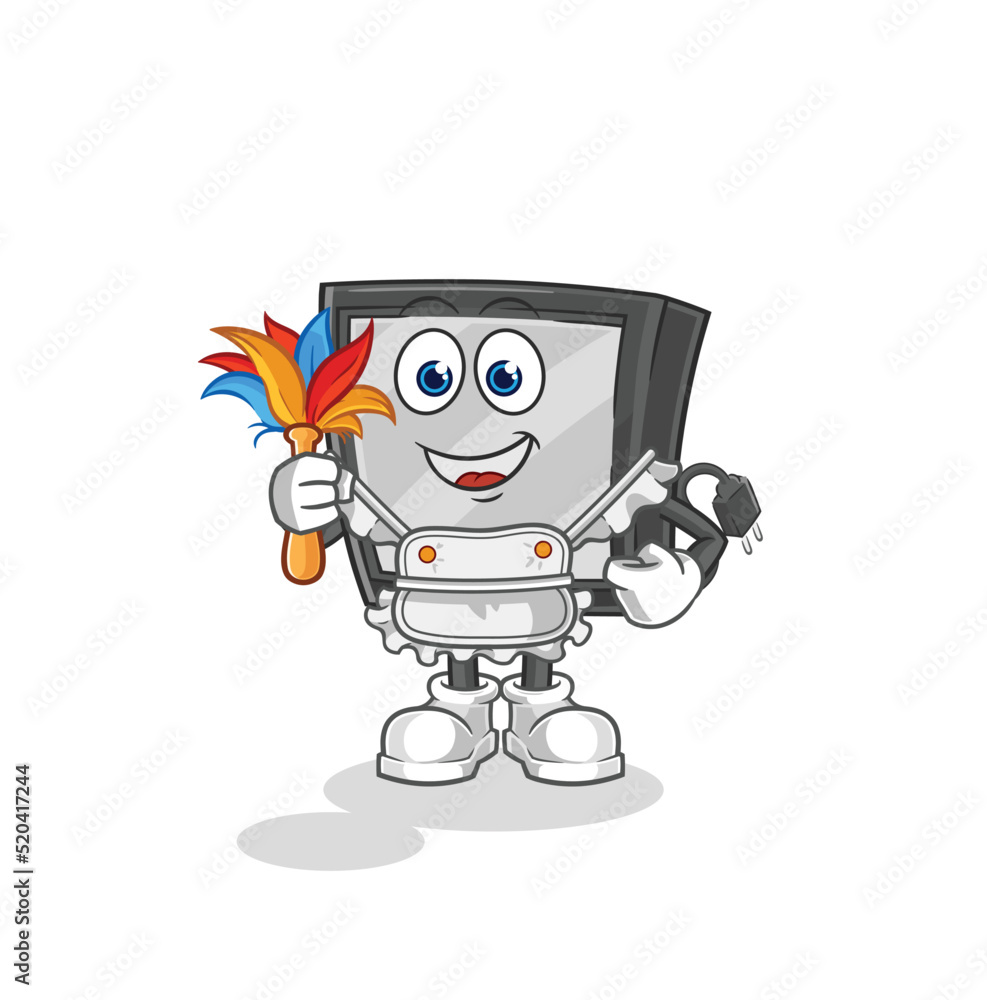 tv maid mascot. cartoon vector tv maid mascot. cartoon vector