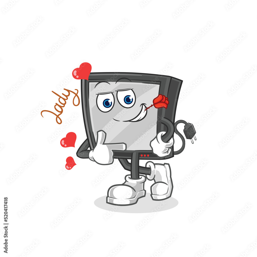 tv flirting illustration. character vector tv flirting illustration. character vector