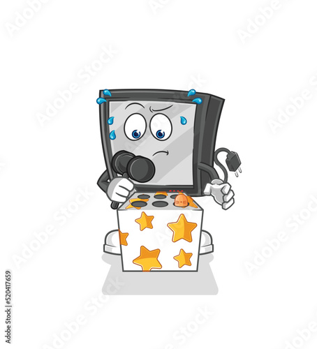 tv play whack a mole mascot. cartoon vector
