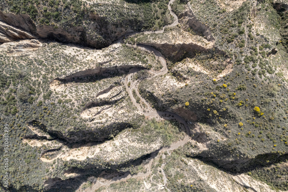 aerial photo of several ravines