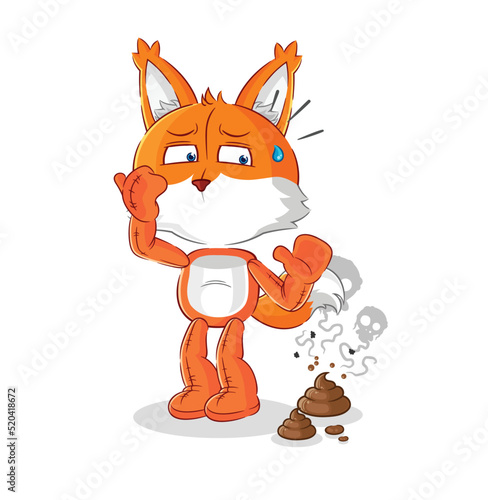 fox with stinky waste illustration. character vector