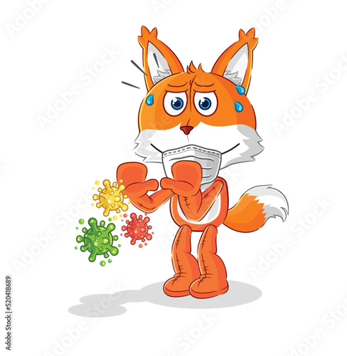 fox refuse viruses cartoon. cartoon mascot vector