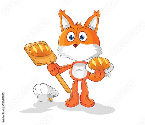 fox baker with bread. cartoon mascot vector