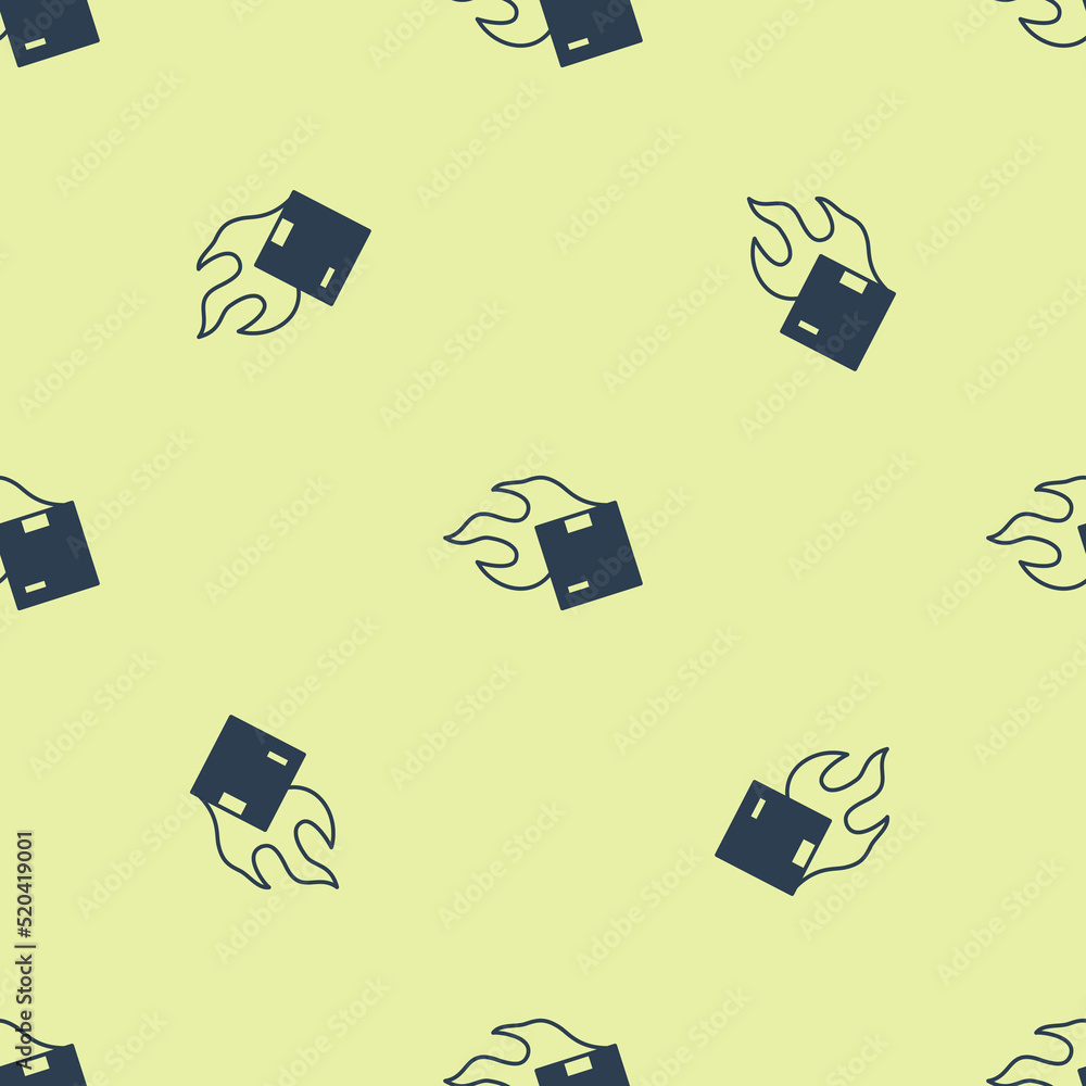 Blue Carton cardboard box icon isolated seamless pattern on yellow background. Box, package, parcel sign. Delivery and packaging. Vector Blue Carton cardboard box icon isolated seamless pattern on yellow background. Box, package, parcel sign. Delivery and packaging. Vector