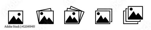 Set of picture vector icons. Image or gallery blank pictogram. Photo symbol. Vector 10 EPS.
