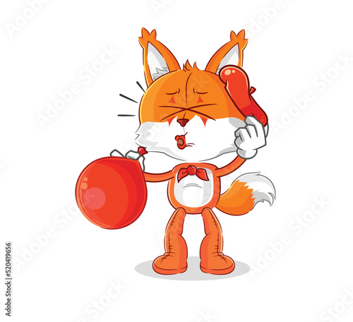 fox pantomime blowing balloon. cartoon mascot vector