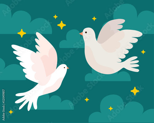 Fotografia peace doves and stars