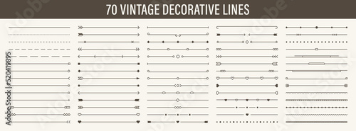 Set of Calligraphic line design elements. Vintage line elements. Decorative drawing badges, frames. Decoration, banners, swirls divider, emblems, arrows. Vector illustration.