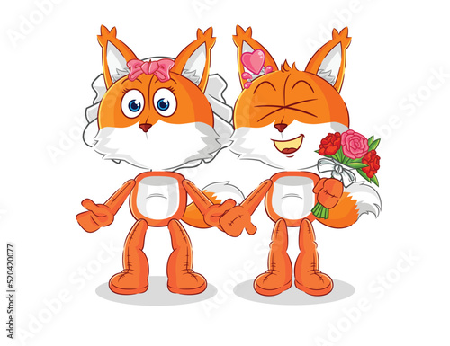 fox wedding cartoon. cartoon mascot vector