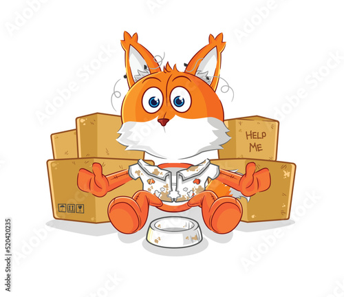 fox homeless character. cartoon mascot vector