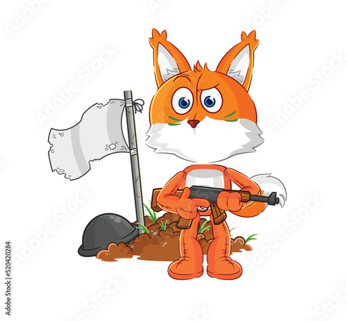 fox army character. cartoon mascot vector