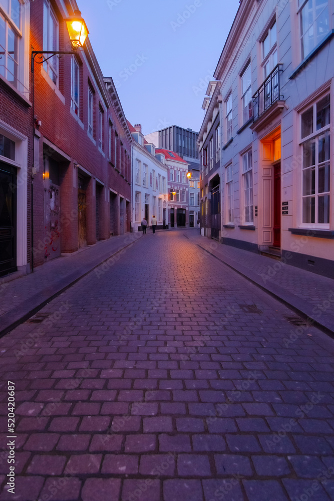 Cityscape small northern european city. Stone street with old houses and buildings. Breda, Netherlands Cityscape small northern european city. Stone street with old houses and buildings. Breda, Netherlands