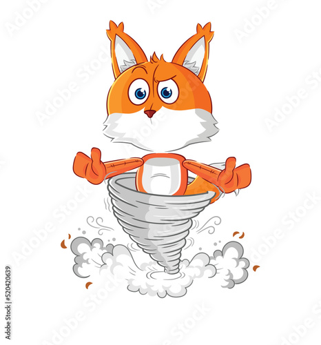 fox in the tornado cartoon character vector