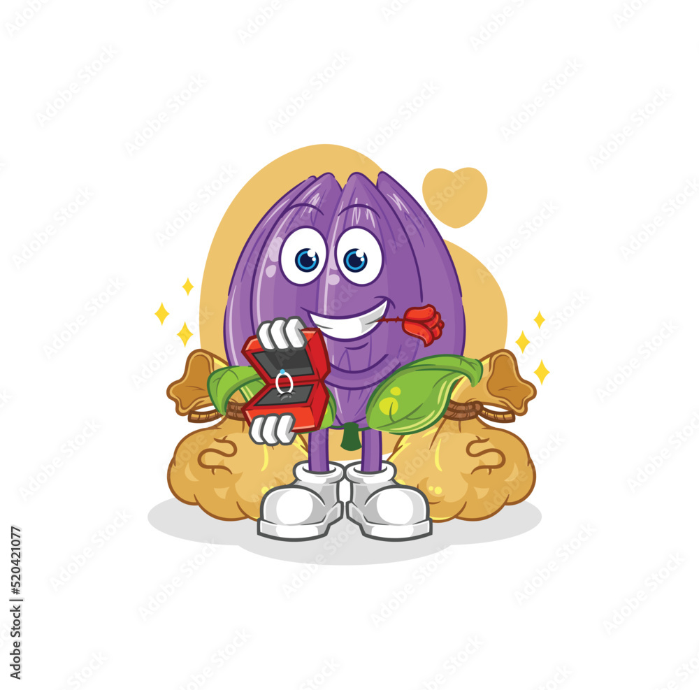 Obraz premium tulip propose with ring. cartoon mascot vector