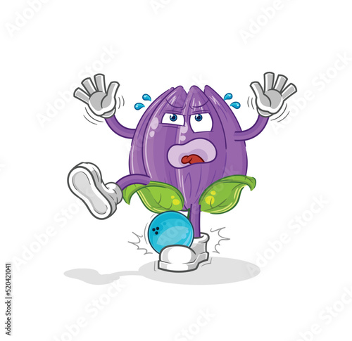 tulip hiten by bowling cartoon. cartoon mascot vector