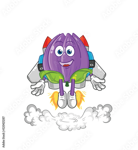 tulip with jetpack mascot. cartoon vector