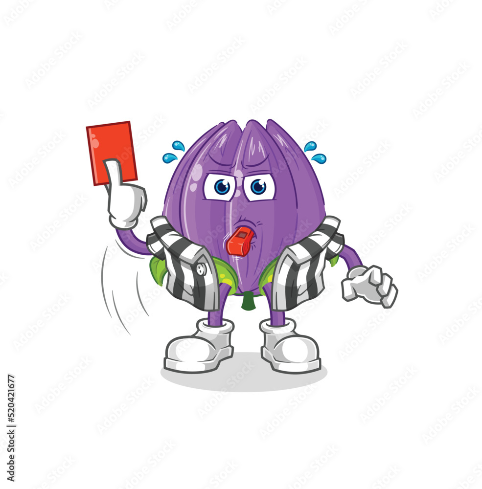 tulip referee with red card illustration. character vector