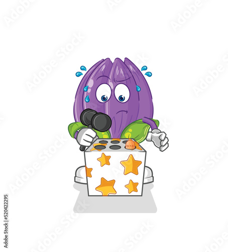 tulip play whack a mole mascot. cartoon vector