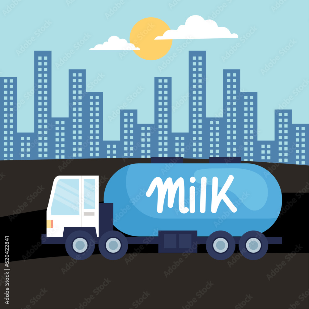 milk transport truck scene