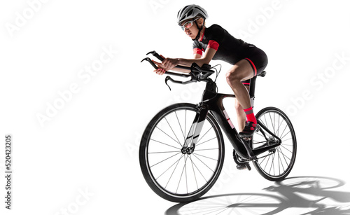 Athlete cyclists in silhouettes on white background. Isolated on white. 