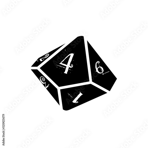 kostka dziesięciościenna, k10, d10, rpg, gra, dice - ikona wektorowa