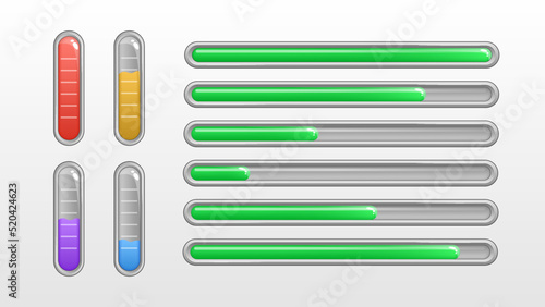 Resource Bar Set for Gaming UI. Web Template for Video Games. Vector illustration