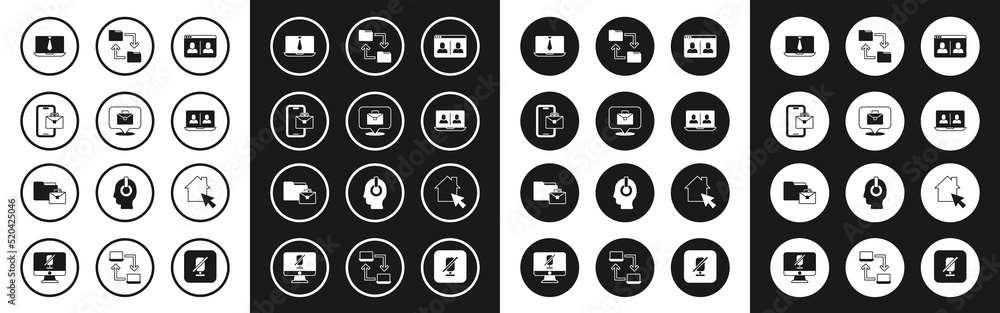 Set Video chat conference, Online working, Freelancer, Cloud storage document folder, and icon. Vector Set Video chat conference, Online working, Freelancer, Cloud storage document folder, and icon. Vector