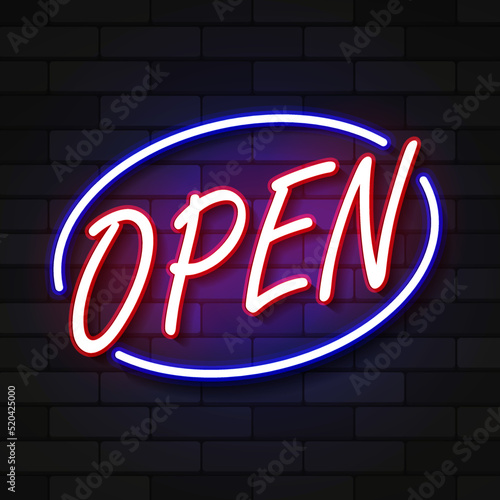 Red hanging sign with text Come in, we re open . Eps 10 vector