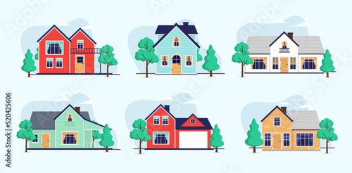 Vector house collection - Set of house designs in front view Fototapet