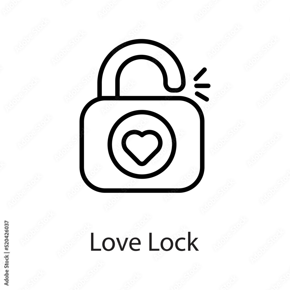 Love Lock vector Outline Icon Design illustration on White background. EPS 10 File Love Lock vector Outline Icon Design illustration on White background. EPS 10 File