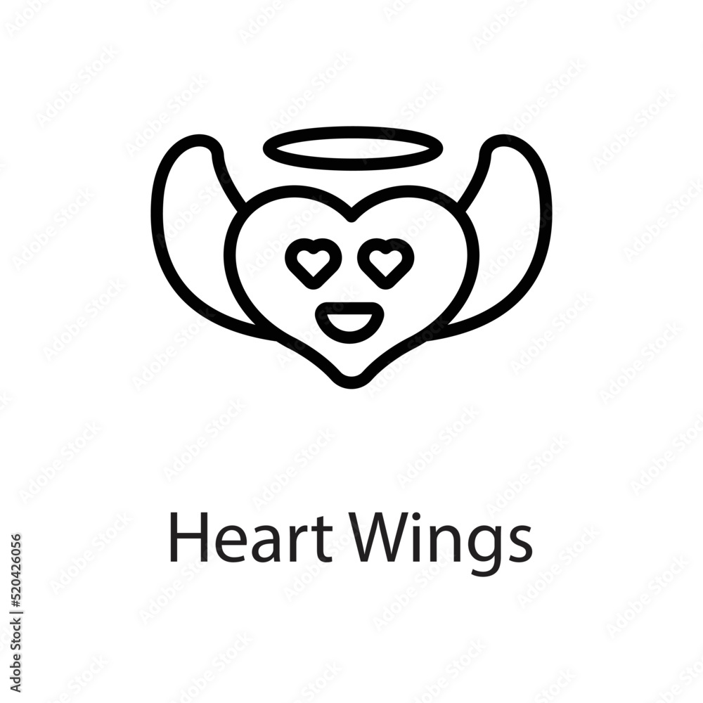 Heart Wings vector Outline Icon Design illustration on White background. EPS 10 File Heart Wings vector Outline Icon Design illustration on White background. EPS 10 File