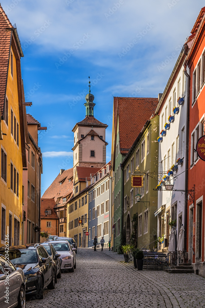 Rothenburg ob der Tauber, Germany. Picturesque street in the historical center