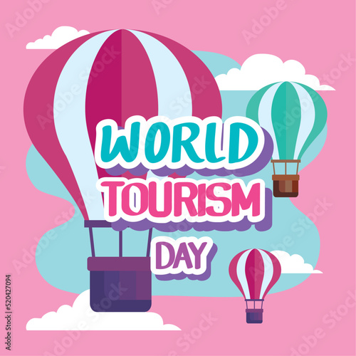 tourism day lettering with balloons