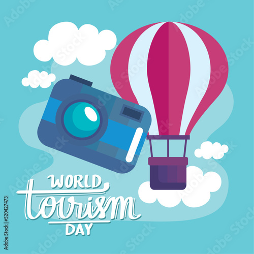 tourism day lettering with camera