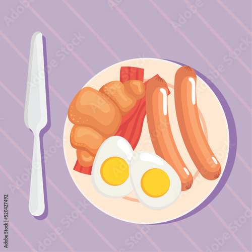 croissant and eggs boiled