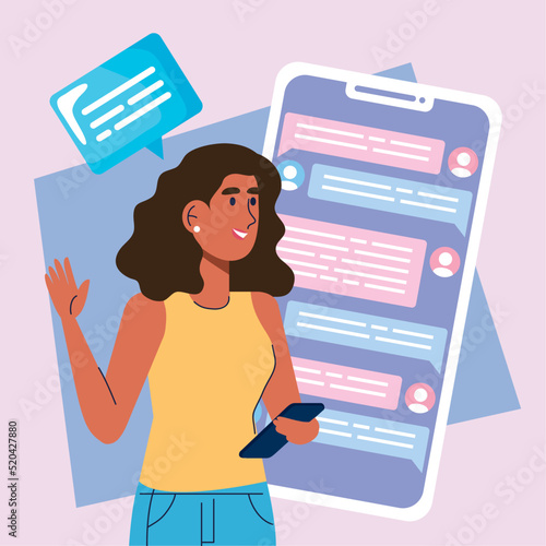 woman using smartphone social media