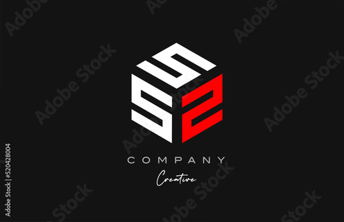 S red white three letter cube alphabet letter logo icon design. Creative template for company and business