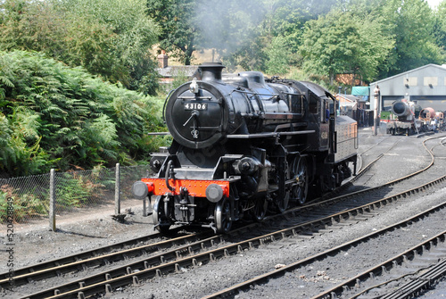 Steam Locomotive Leaving Siding of Old Heritage Railway 