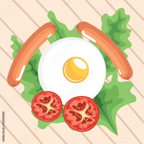 egg fried with sausages